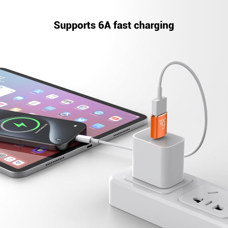 Pastall 10 حزمة محول USB C إلى USB3.1 بسرعة 10Gbps/120W، محول ذكر نوع C برتقالي إلى أنثى USB للهواتف الذكية، الكمبيوتر الشخصي، اللابتوب، التابلت، لوحة المفاتيح وغيرها. - Image 4